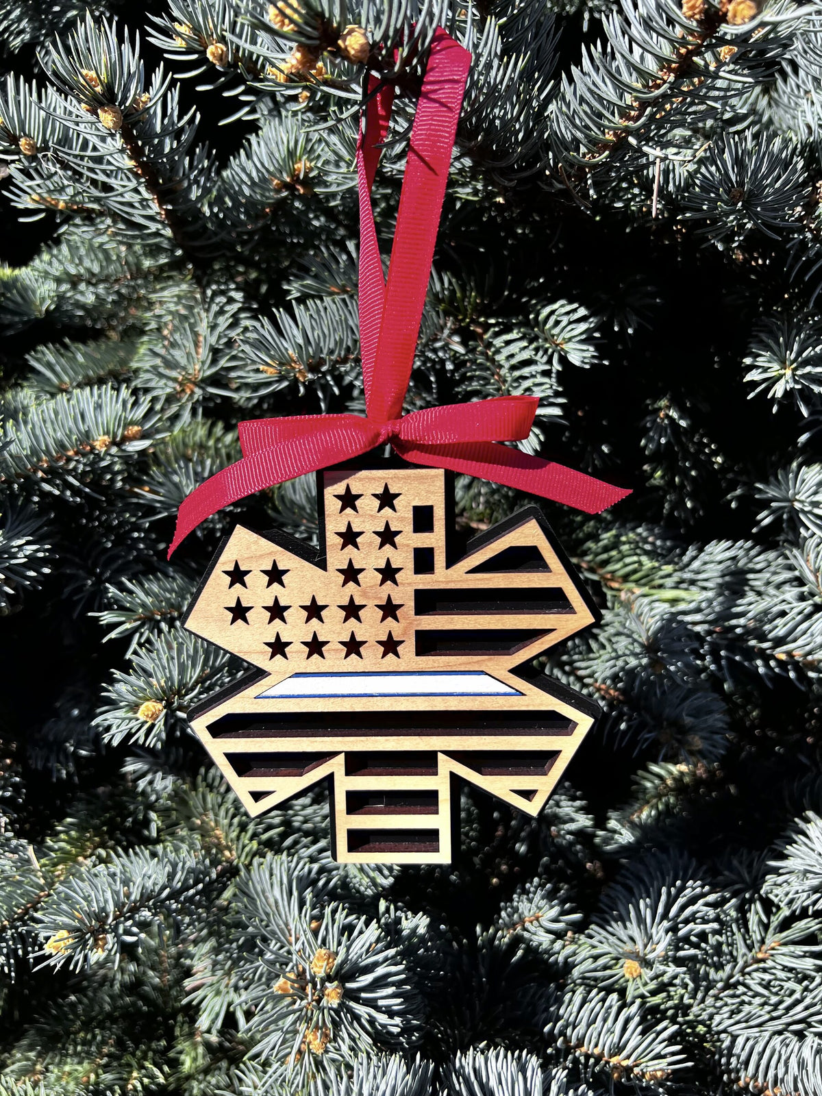 EMT Star of Life flag ornament