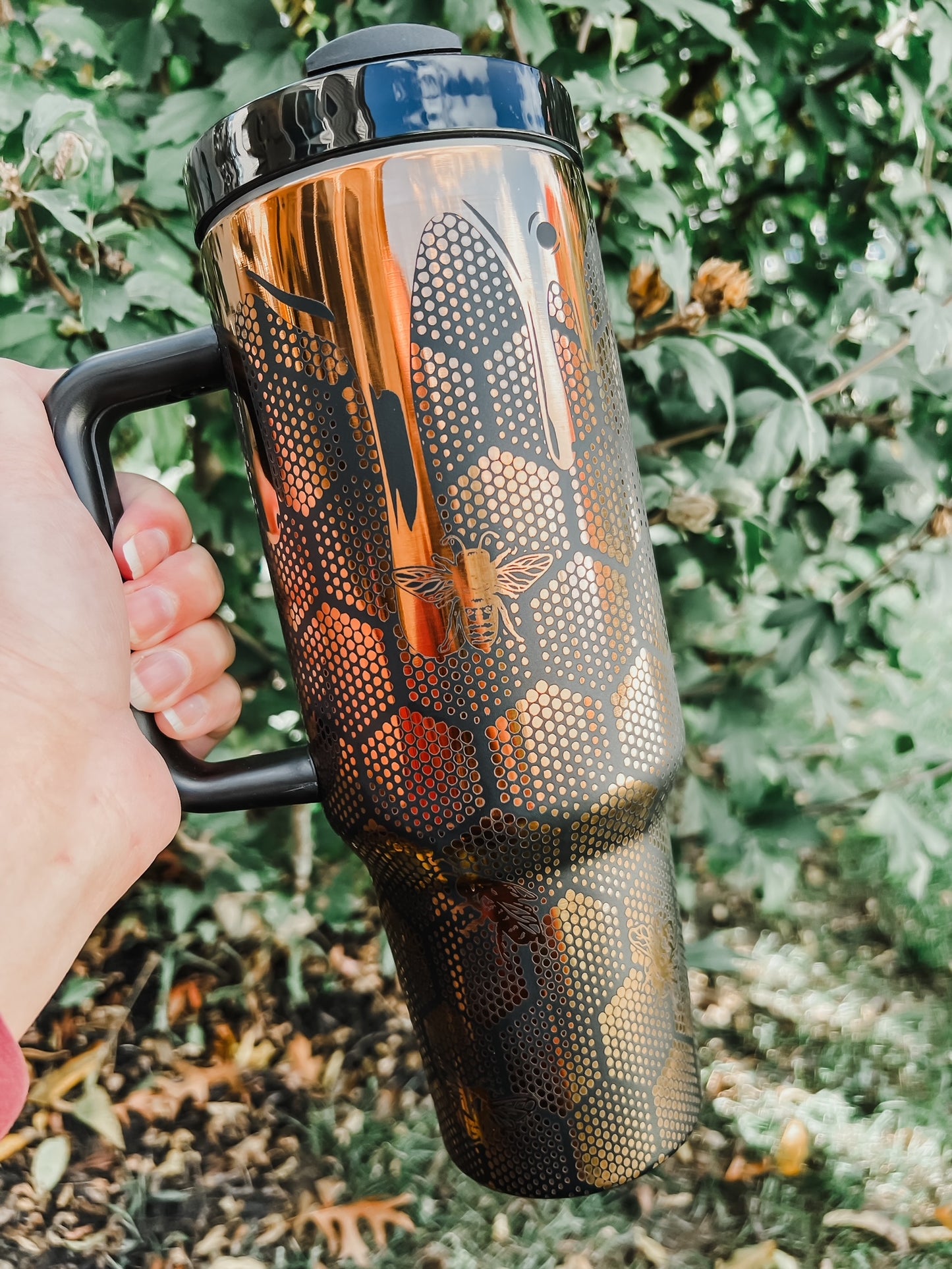 Engraved Honeycomb Copper Tumbler