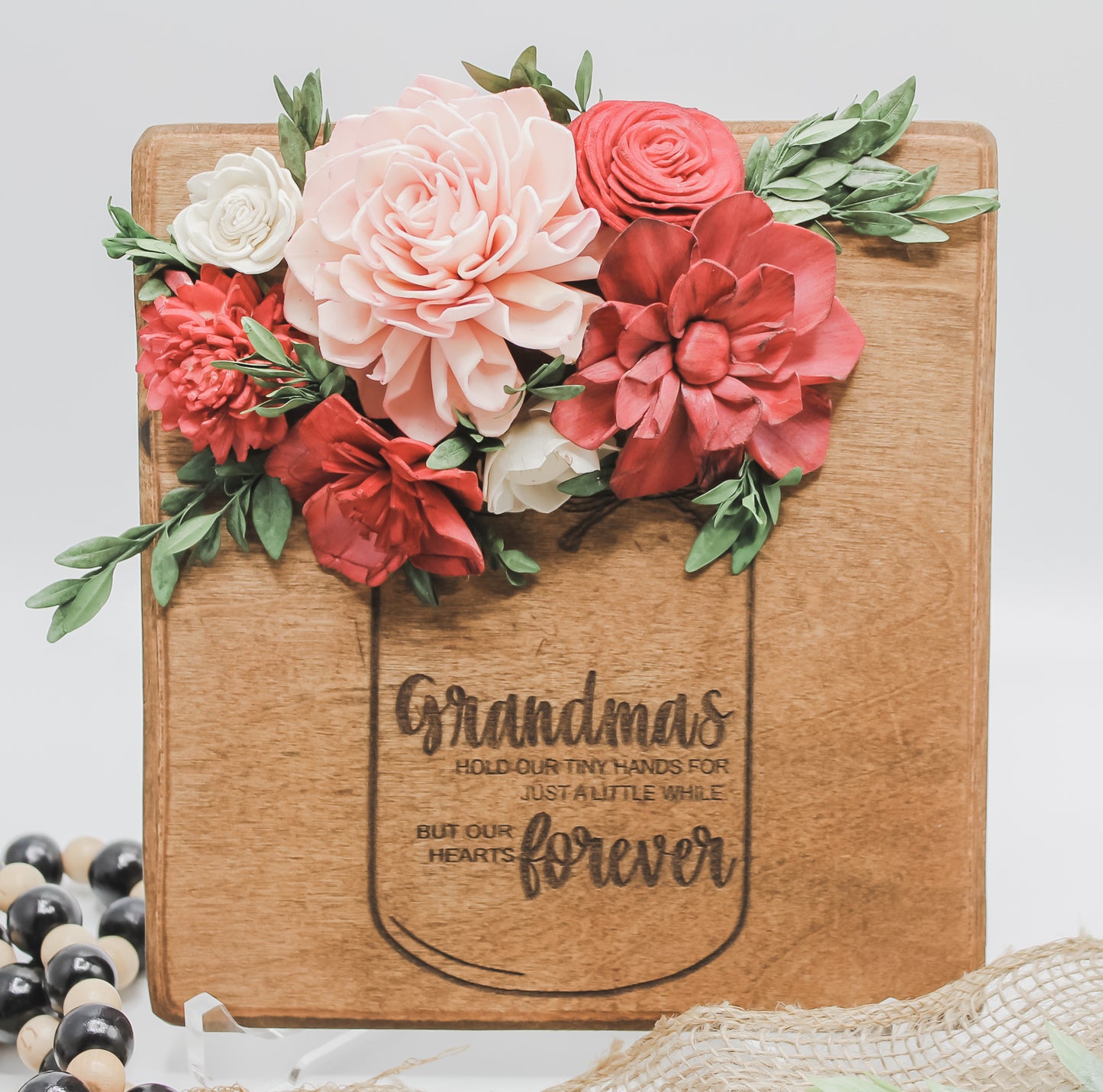 Sola Wood Flowers With Heart Vase or Jar