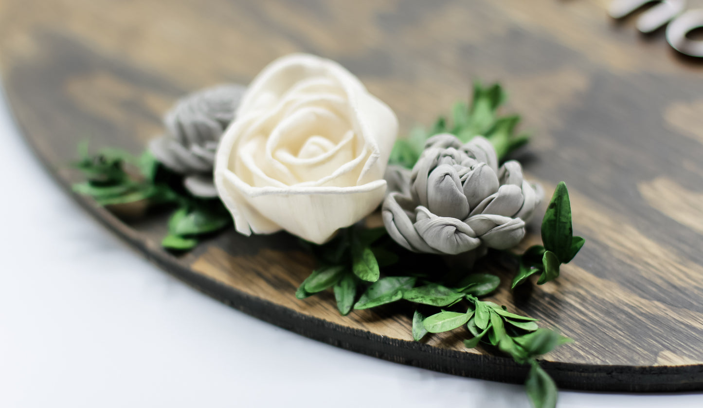 3D Welcome to our home Door Hangers w/Sola Wood Flowers