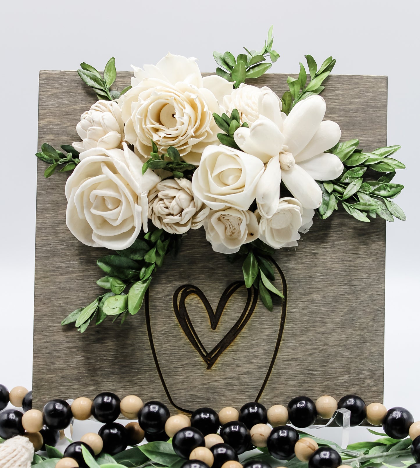 Sola Wood Flowers With Heart Vase or Jar