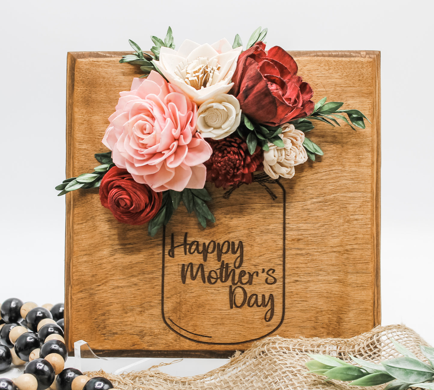 Sola Wood Flowers With Heart Vase or Jar