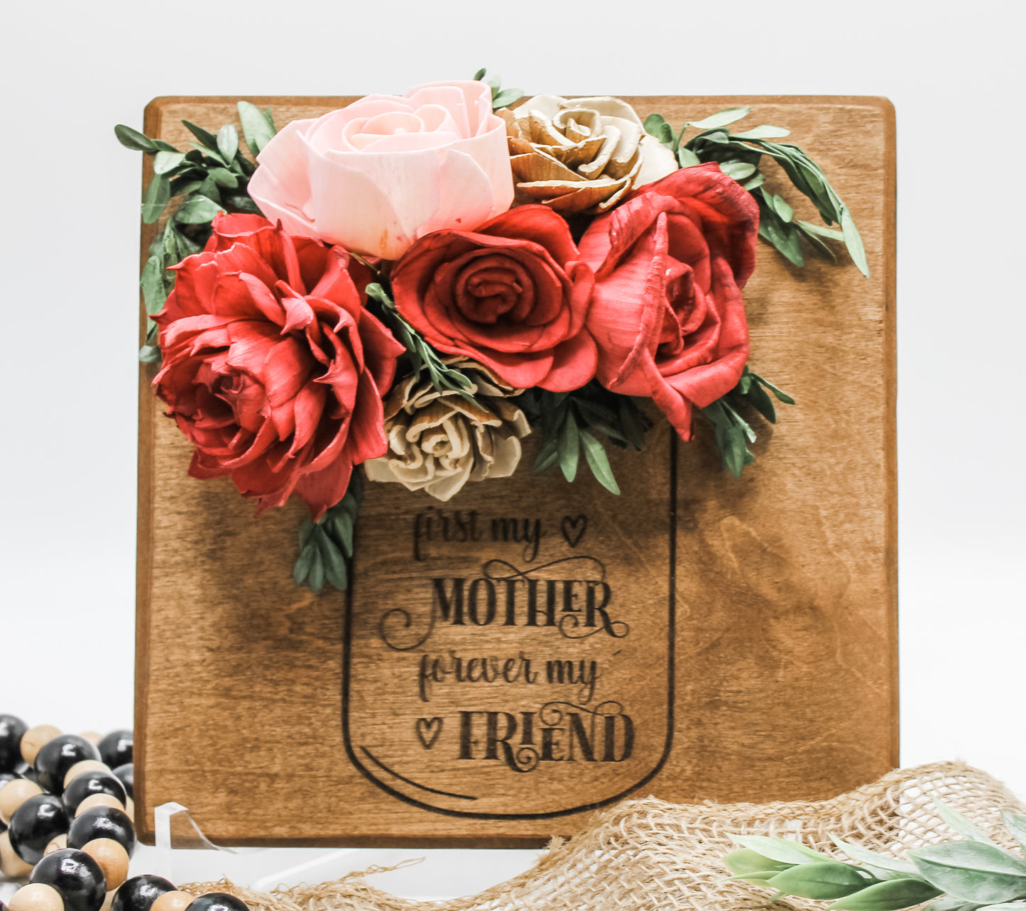 Sola Wood Flowers With Heart Vase or Jar