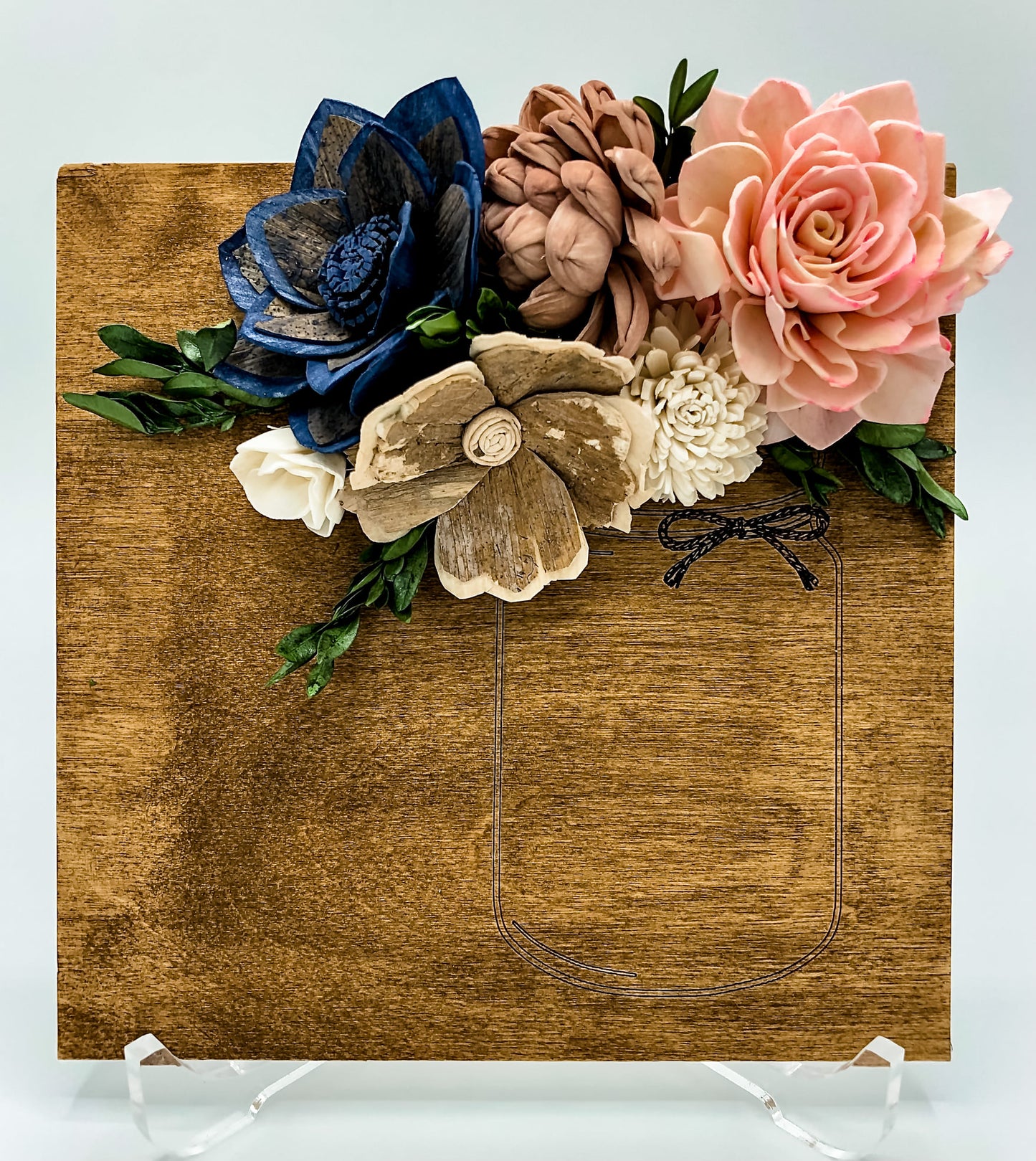 Sola Wood Flowers With Heart Vase or Jar