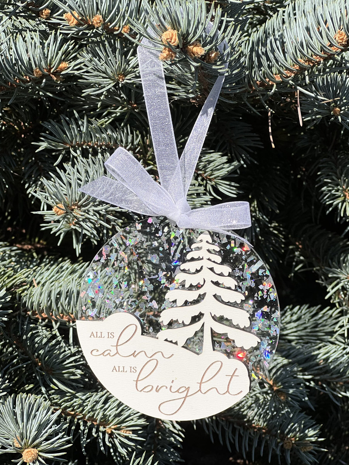 All is calm all is bright sparkle ornament