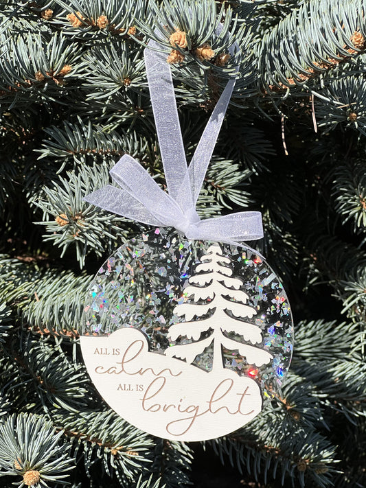 All is calm all is bright sparkle ornament
