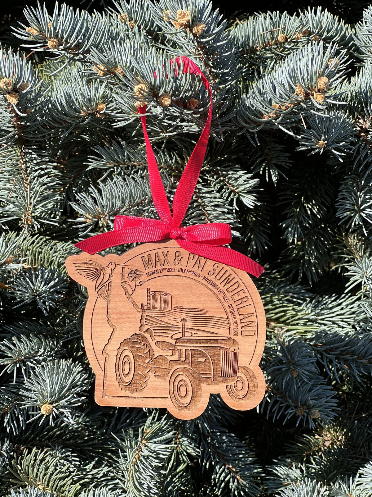Example custom engraved wood ornament