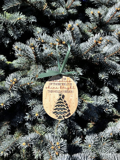 Memories shine bright ornament with green string