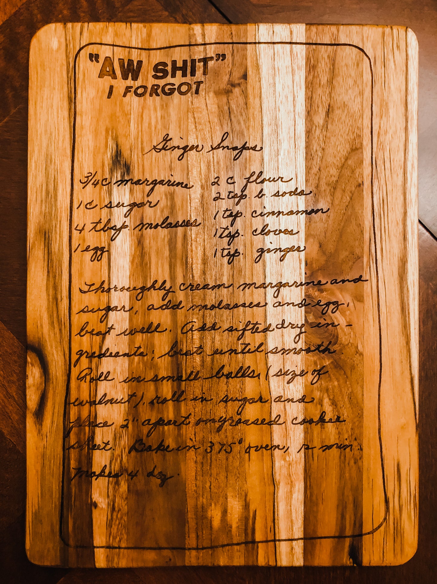 Personalized Engraved Recipe Cutting Board